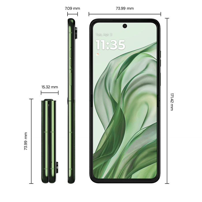 Dimensoes-smartphone-motorola-razr-50-ultra-forest-green-silicon-leather