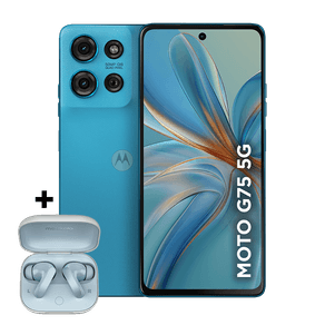 Celular-moto-g75-5g-azul-com-fone-de-ouvido-bluetooth-moto-buds