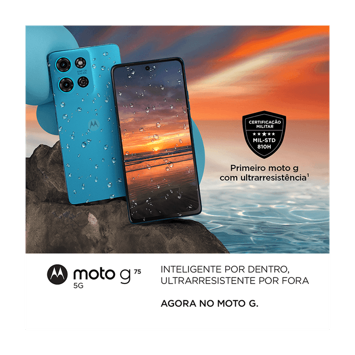 Celular-motorola-azul-com-fone-bluetooth-moto-buds
