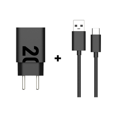 Kit carregador de Parede Motorola TurboPower™ 20W + cabo USB-A USB-C 1 metro