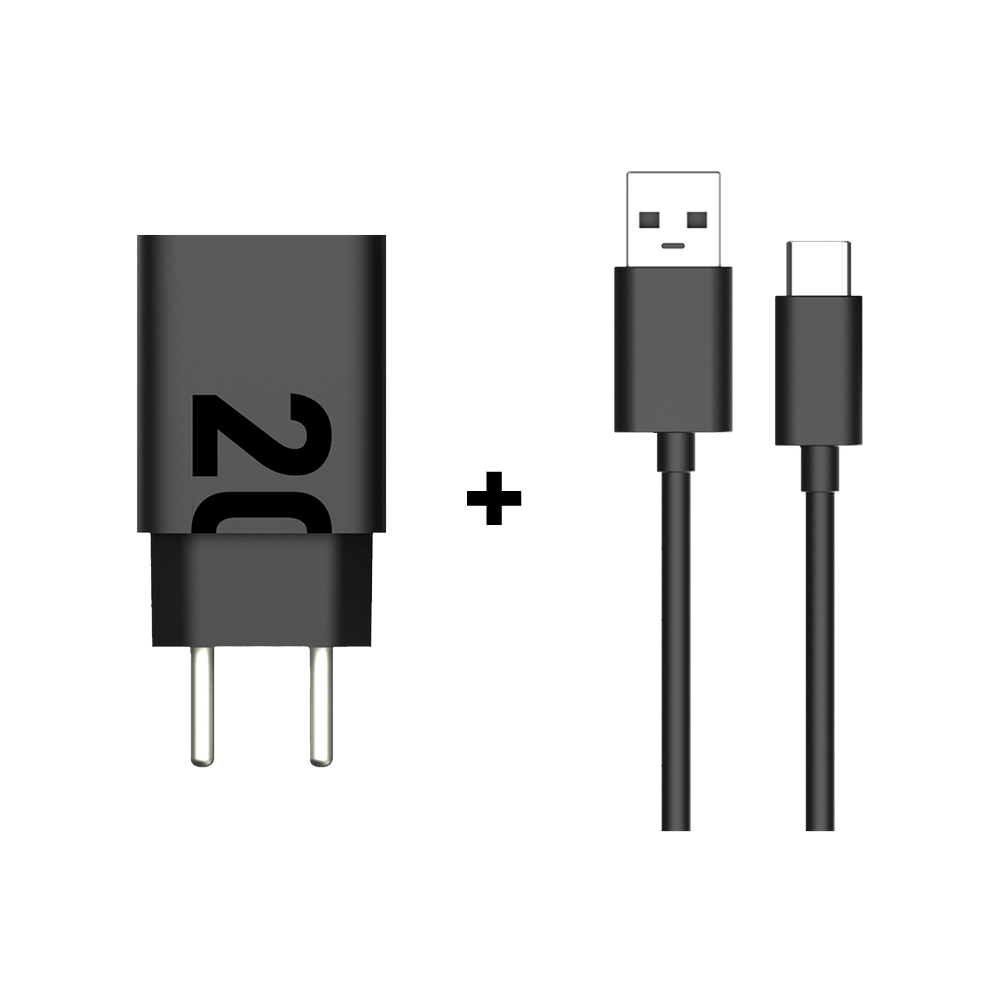 Kit carregador de Parede Motorola TurboPower™ 20W + cabo USB-A USB-C 1 metro