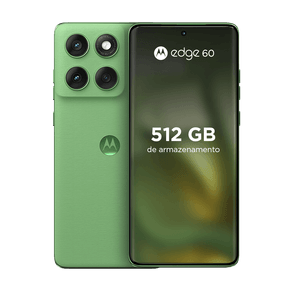 Smartphone Motorola Edge 60 5G 512GB 24GB (12 GB RAM+12 GB Ram Boost) Tela Quad-Curve moto AI 50MP Sony Camera Ultrarresistência Militar IP68 + IP69 - Verde