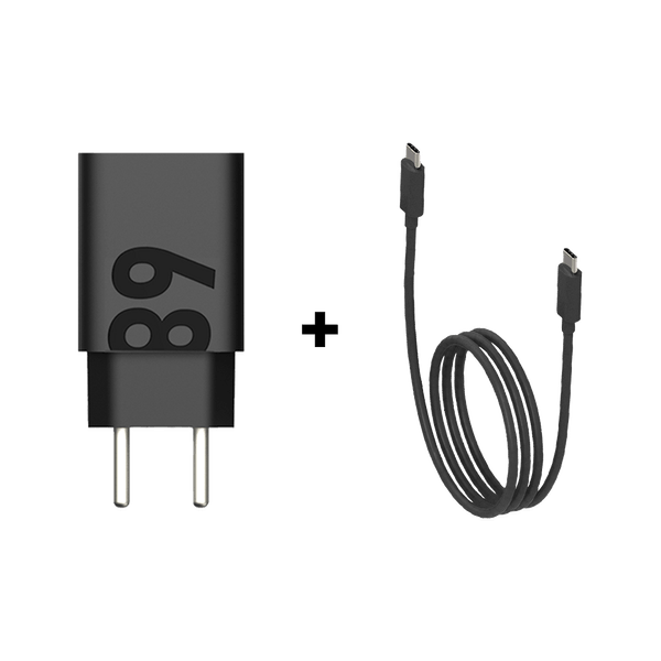 Kit carregador de parede Motorola TurboPower™ 68W + cabo USB- C P/ USB-C 2 metros Preto