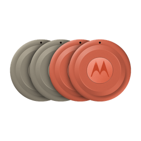 Moto Tag 2 - 4 unidades Rastreador Motorola Bluetooth, UWB, compativel com Android (app Localizador), IP68 - 4 unidades - Bege/Laranja