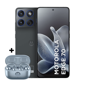 Kit smartphone motorola edge 70 256GB e fone moto buds loop Swarovski Ice Melt 24GB (8GB RAM + 16GB RAM Boost), Ultrafino, 3 cameras 50MP e tela extreme Amoled 120hz - Gadget Gray