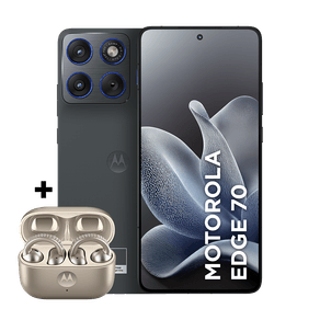Kit smartphone motorola edge 70 256GB e fone moto buds loop Swarovski Champagne 24GB (8GB RAM + 16GB RAM Boost), Ultrafino, 3 cameras 50MP e tela extreme Amoled 120hz - Gadget Gray
