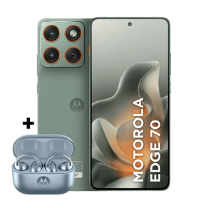 Kit smartphone motorola edge 70 512GB e fone moto buds loop Swarovski Ice Melt 24GB (12GB RAM + 12GB RAM Boost), Ultrafino, 3 cameras 50MP e tela extreme Amoled 120hz - Lily Pad