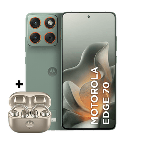 Kit smartphone motorola edge 70 512GB e fone moto buds loop Swarovski Champagne 24GB (12GB RAM + 12GB RAM Boost), Ultrafino, 3 cameras 50MP e tela extreme Amoled 120hz - Lily Pad