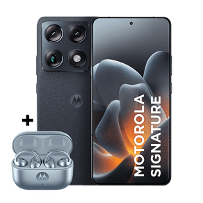 Kit smartphone motorola signature e fone moto buds loop Swarovski Ice Melt 512GB 24GB (12GB RAM + 12GB RAM Boost), 3 cameras 50MP Sony Lytia e Zoom 100x, Tela 1.5K extreme Amoled 165hz - Preto