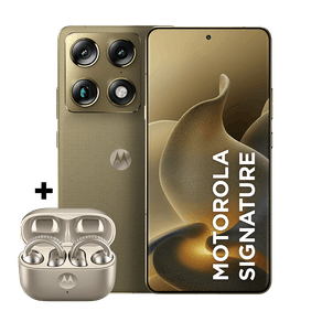 Kit smartphone motorola signature e fone moto buds loop Swarovski Champagne 512GB 24GB (12GB RAM + 12GB RAM Boost), 3 cameras 50MP Sony Lytia e Zoom 100x, Tela 1.5K extreme Amoled 165hz - Verde Oliva