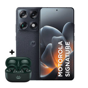Kit smartphone motorola signature e fone moto buds loop 512GB 24GB (12GB RAM + 12GB RAM Boost), 3 cameras 50MP Sony Lytia e Zoom 100x, Tela 1.5K extreme Amoled 165hz - Preto