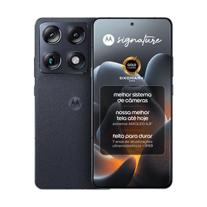 Imagem Smartphone Motorola Signature 5G 512GB 512GB 24GB (12GB RAM + 12GB RAM Boost), 3 cameras 50MP Sony Lytia e Zoom 100x, Tela 1.5K extreme Amoled 165hz - Preto
