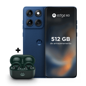 Kit Motorola Edge 60 e Fone Moto Buds Loop 512gb 24gb (12 Gb Ram+12 Gb Ram Boost) Tela Quad-Curve Moto Ai 50mp Sony Camera Ultrarresistência Militar Ip68 + Ip69 - Azul Marinho