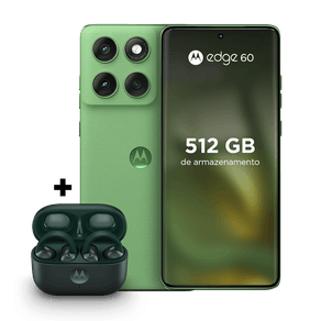Kit motorola edge 60 e fone moto buds loop 512GB 24GB (12 GB RAM+12 GB Ram Boost) Tela Quad-Curve moto AI 50MP Sony Camera Ultrarresistência Militar IP68 + IP69 - Verde