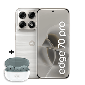 Kit Smartphone Motorola Edge 70 Pro 5G 256GB + Moto buds 2 12GB RAM+12GB Ram Boost, 4 câmeras de 50MP, Tela 1.5K extreme AMOLED 144Hz, Bateria 6500 mAh, IP68/IP69 - Branco