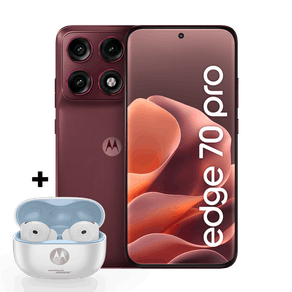 Kit Smartphone Motorola Edge 70 Pro 5G 256GB + Moto Buds 2 Plus 12GB RAM+12GB Ram Boost, 4 câmeras de 50MP, Tela 1.5K extreme AMOLED 144Hz, Bateria 6500 mAh, IP68/IP69 - Vinho